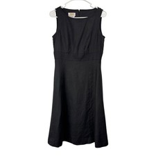 Vintage Talbots Size 4 Irish Linen Black Sleeveless Dress Fit & Flare Classic