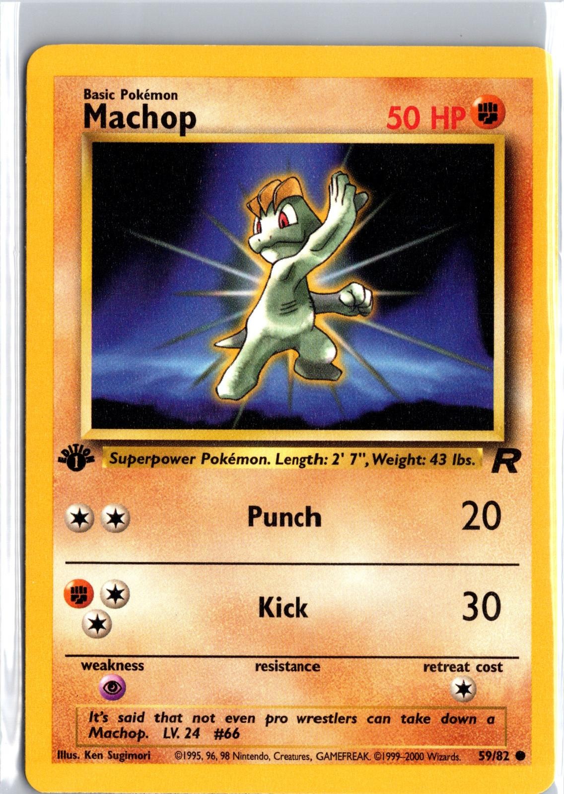 Machop 59/82 Common Team Rocket Pokemon 1st Edition LP