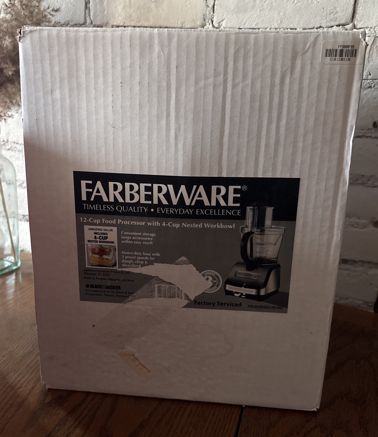 Farberware FP3000FBS 12 Cup Food Processor w/4 Cup Nested Bowl In Box Never Used