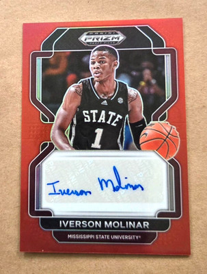 IVERSON MOLINAR ~~~ ( sp  /199 )  ROOKIE RED PRIZM AUTOGRAPH ~~~ 2022 panini