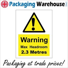 SIGN Warning Maximum Max Headroom 2.3 M Metres Height Restriction Barrier WS960F