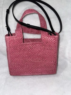 LOEWE Font Tote Sunset Pink Raffia Logo Basket Bag-Stylish Summer