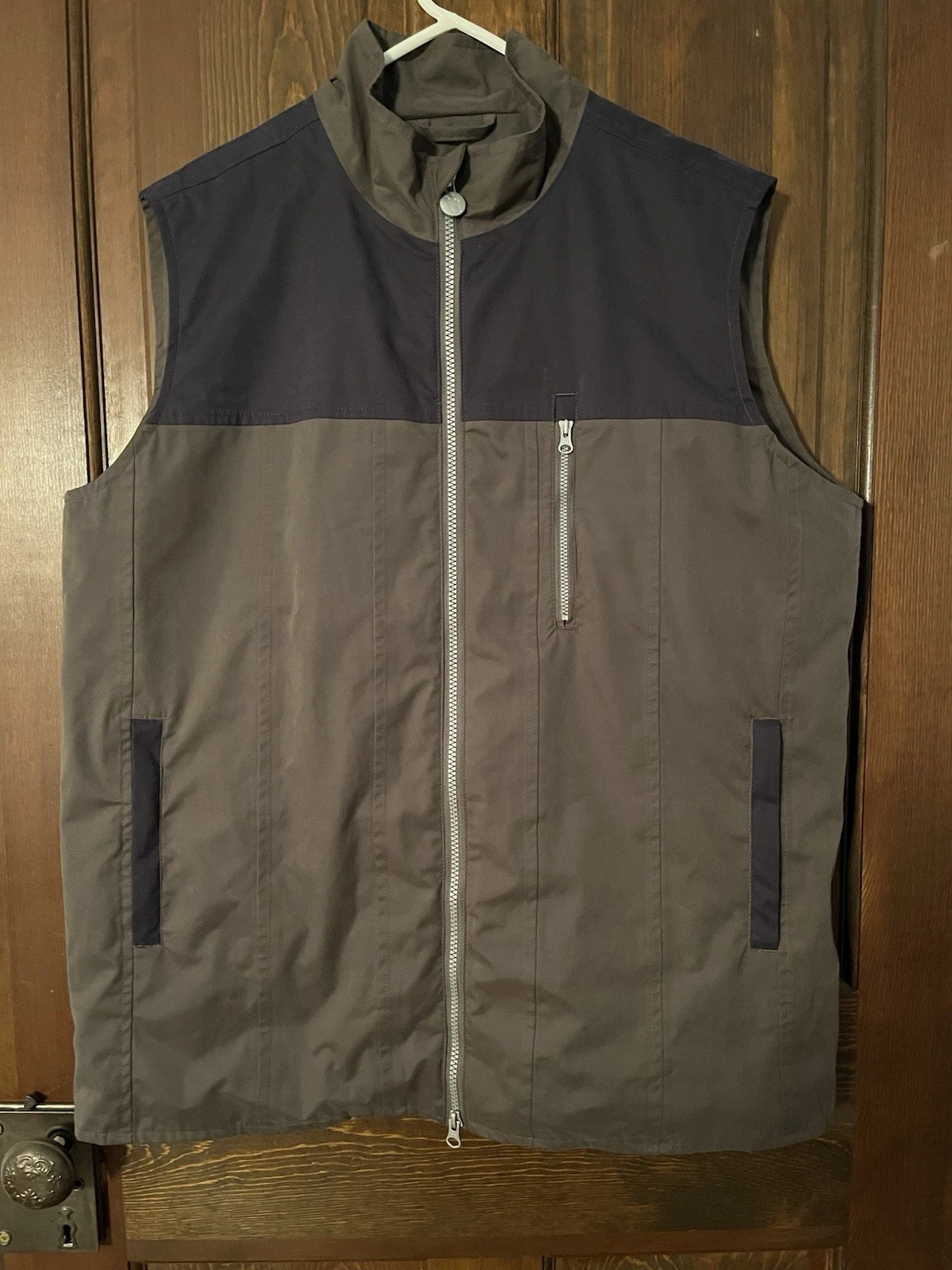 Outback Trading Company Mens Eli Vest Gray Blue Two Tone Large Windproof