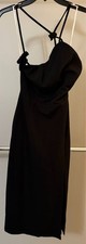 Lulus Women’s Medium Black Midi Dress Bow Strap Open Back New With Tags