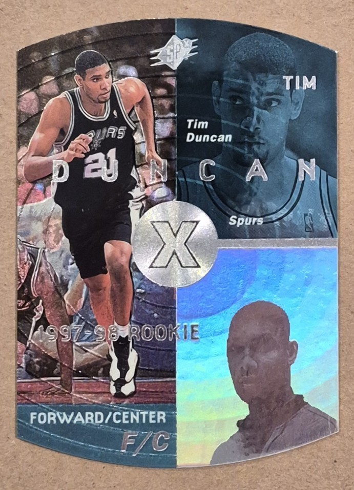1997-98 Upper Deck SPx Tim Duncan RC #37 Die-Cut Silver Hologram HOF 🔥 mvp