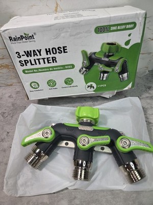 RAINPOINT 3 Way Hose Splitter, 100% Metal Heavy Duty Garden Hose Splitter