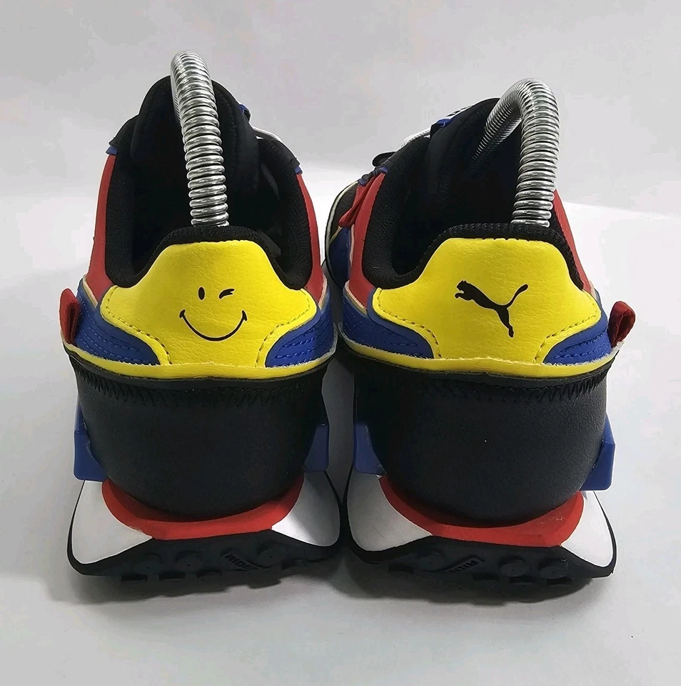 Zapatillas deportivas negras PUMA Smileyworld X Future Rider con cordones para jóvenes niños 6,5C Foto 4 de 4