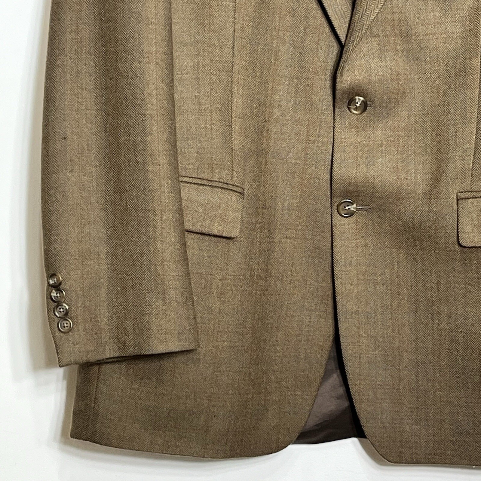 Chaps Ralph Lauren Men's Brown Tweed Blazer Lambs Wool Made in Canada Size 44L thumbnail 4