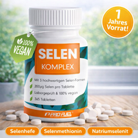 Selen 200µG Hochdosiert – 365 Tabletten Vegan – 3-Fach Selen Komplex