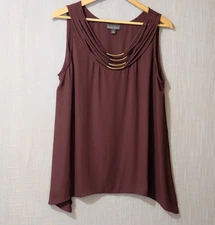 Nwot! Bold Elements Sleeveless Top Metal Neck Details Burgundy Womens XL #A1-92