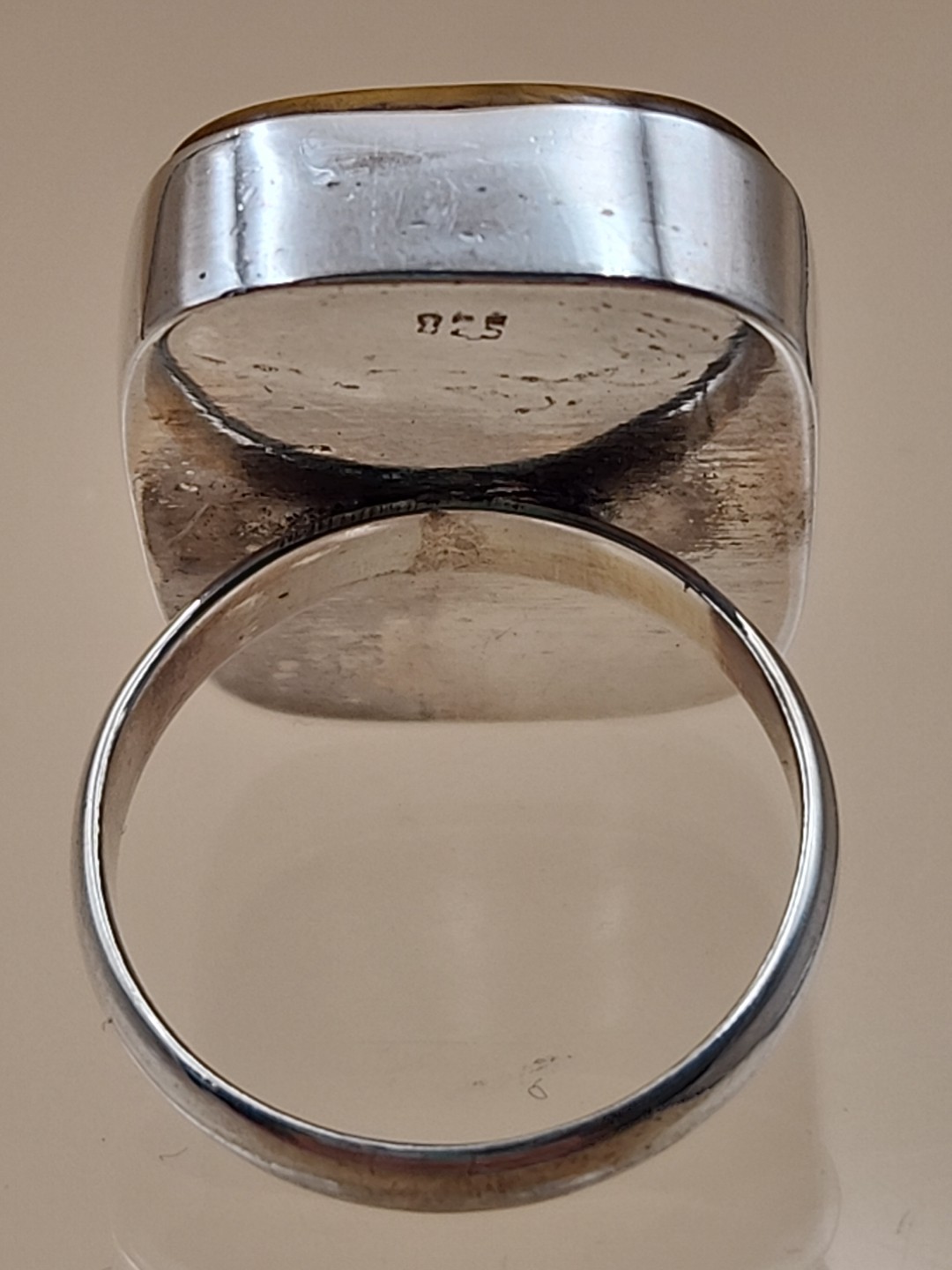 Sterling Silver Rectangular Tigers Eye Ring Size 9 - image 11