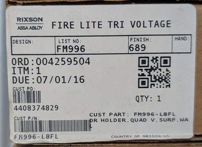Fire Lite  FM996 Tri Voltage Door Holder - SAME DAY SHIPPING