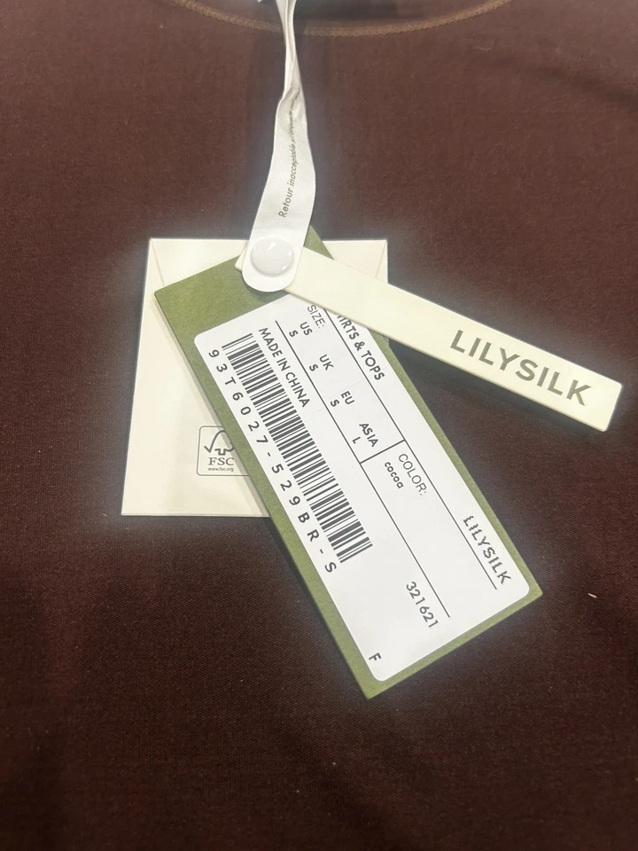 Camisa para mujer LilySilk ajustada camiseta jersey 100 % seda morera talla pequeña Foto 4 de 4