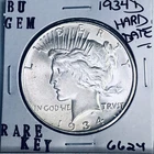 1934 D BU GEM PEACE SILVER DOLLAR UNC MS+++ U.S. MINT RARE KEY COIN 6624
