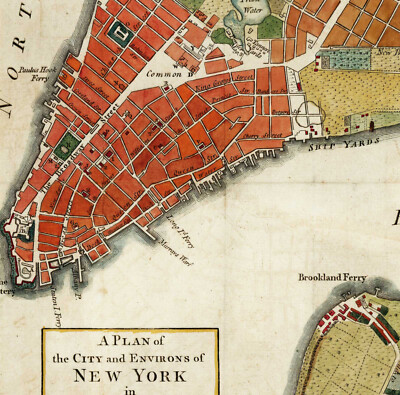 1776 Plan of New York City and Environs Revolutionary War Map Wall Art  Poster