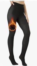 Vertvie Fleece Lined Tights for Women Thermal Pantyhose Fake Translucent S/M