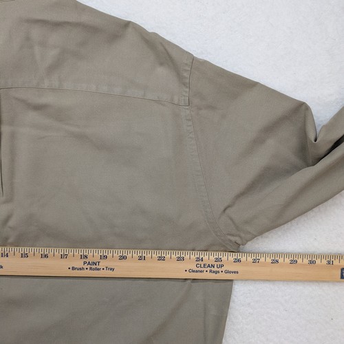 Nautica Shirt Mens 16.5 Vintage Oxford Long Sleeve Button Up Khaki Classic Logo - Picture 6 of 9