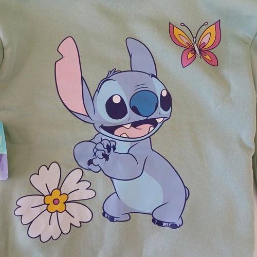 Disney Stitch Hoodie Full Zip Ohana Butterfly Flower Green Size 6 New - Picture 4 of 6