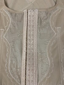 Kathy Ireland Intimates Beige Corset Bustier Sz XL Adjustable Boned Embroidered