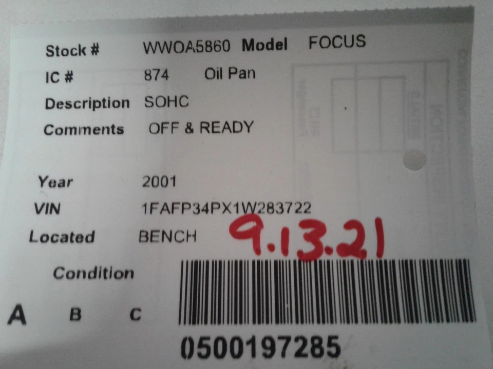 Used Engine Oil Pan fits: 2001 Ford Focus SOHC Grade A - Imagem 4 de 4