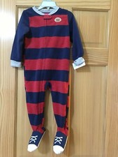 New Carter's Football Fleece Pajama PJs Footie 1 Pc Sleeper Toddler Boy