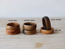 Rings Made from Wood, Choose Size Wood Ash, Chakte, Oak, Pink Ivory, Walnut