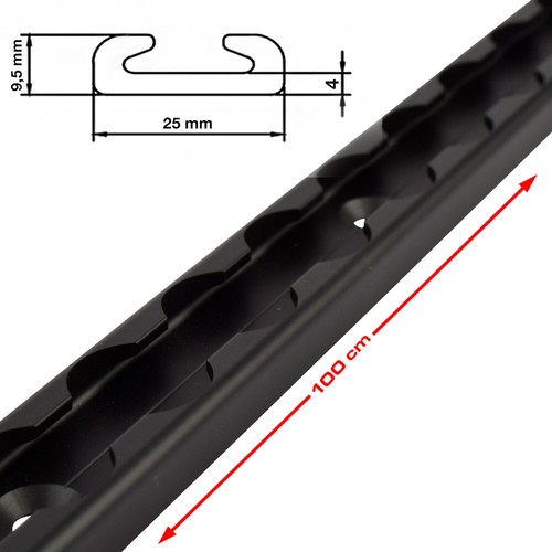 Airline Schiene, 100 cm lang, schwarz, eckig, Modell 25x9,5x4mm - 第 1/3 張圖片