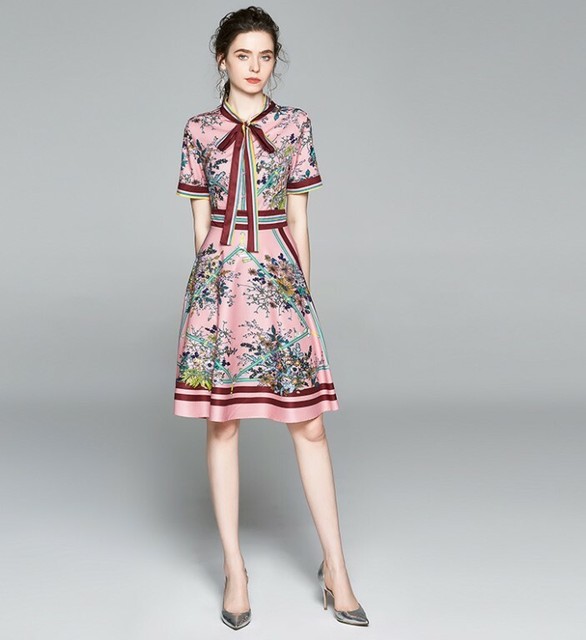 Kate and Lily Sheath Dress Short Sleeve Multi-Color Tie Belted Size 14