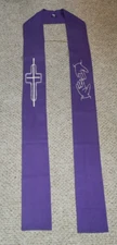 VINTAGE PRIEST CLERGY STOLE OFFICIANT VESTMENT PURPLE DESCO BRAND