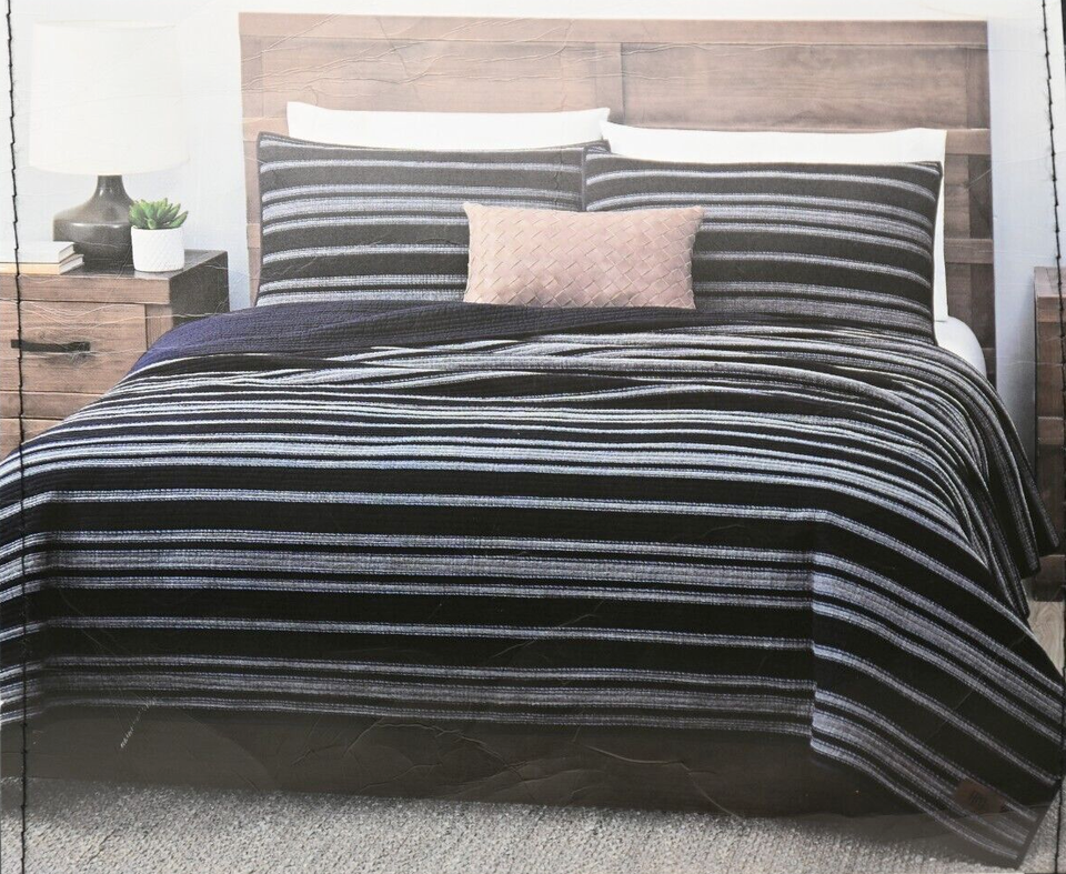 FRYE 3Piece Luxurious Queen Quilt Set Navy for sale online eBay