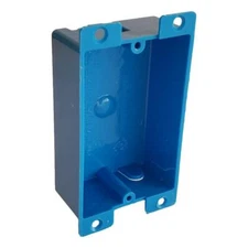1 Gang 8 CU IN Blue PVC Flanged Shallow Old Work Electrical Outlet Switch Box