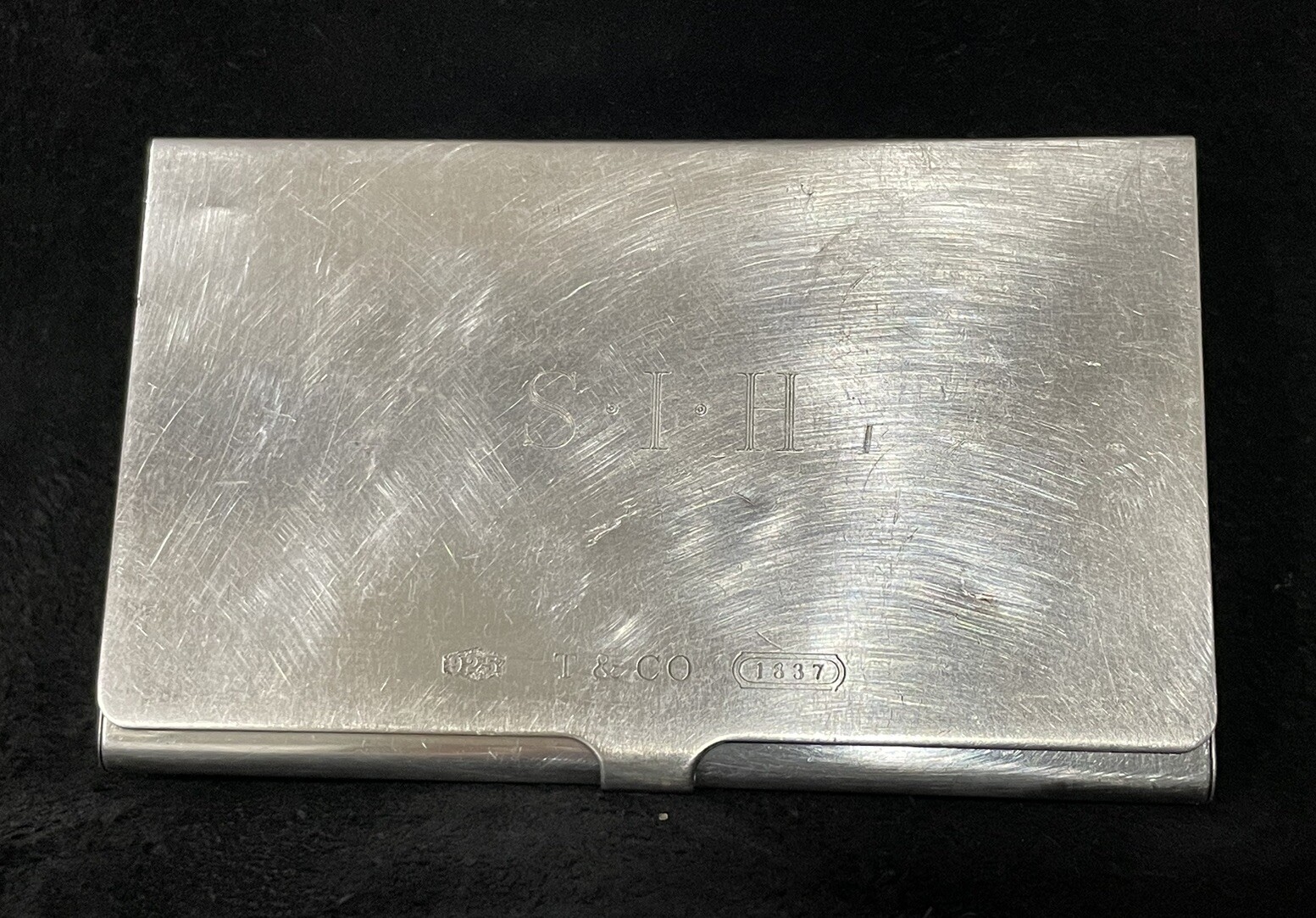 Tiffany Sterling Silver 925 Business Card Case Used Monogrammed SIH Vintage 90s