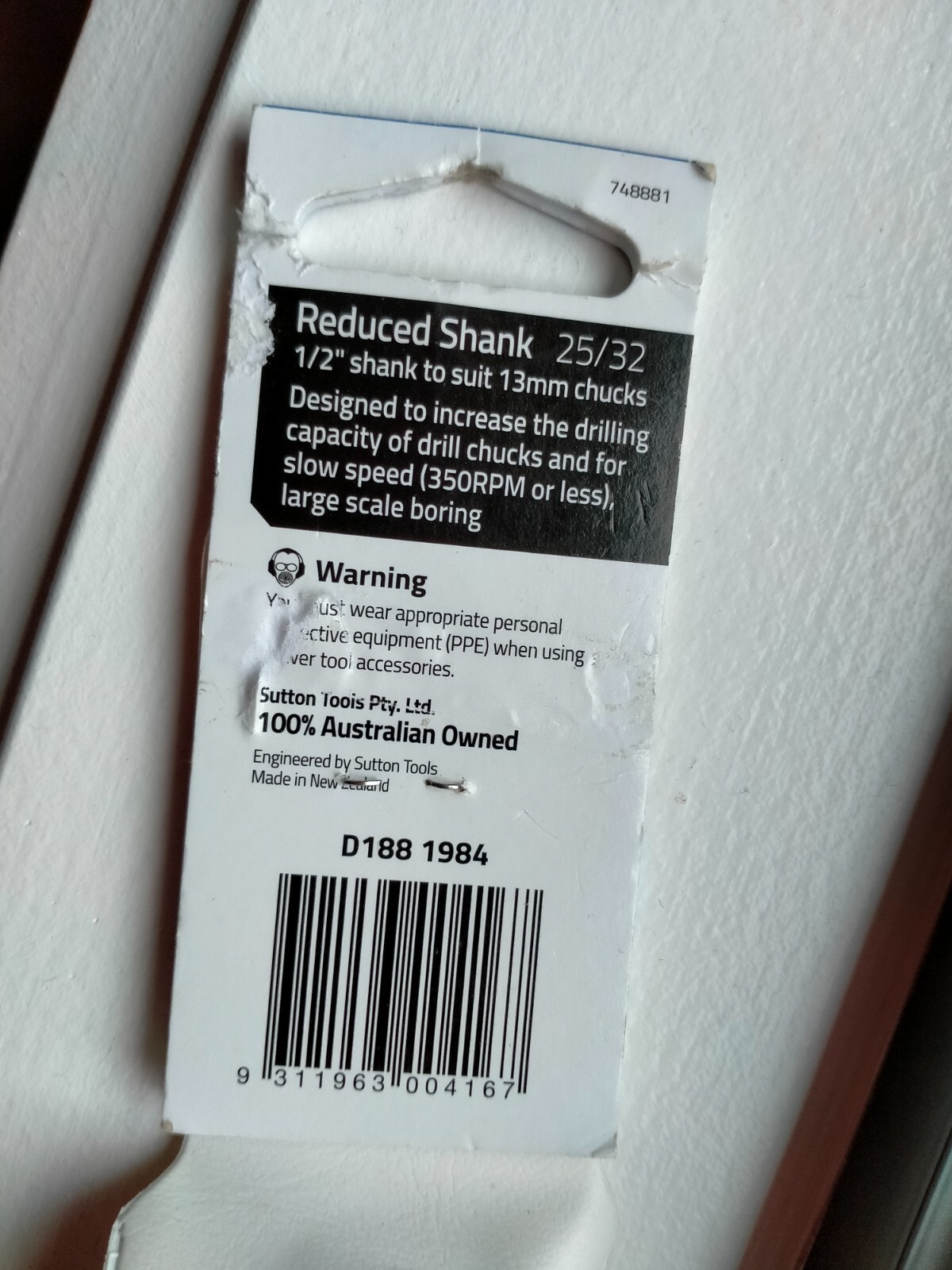 Sutton Tools REDUCED SHANK METAL DRILL BIT 25/32"x6" 19.84mm dia x150mm