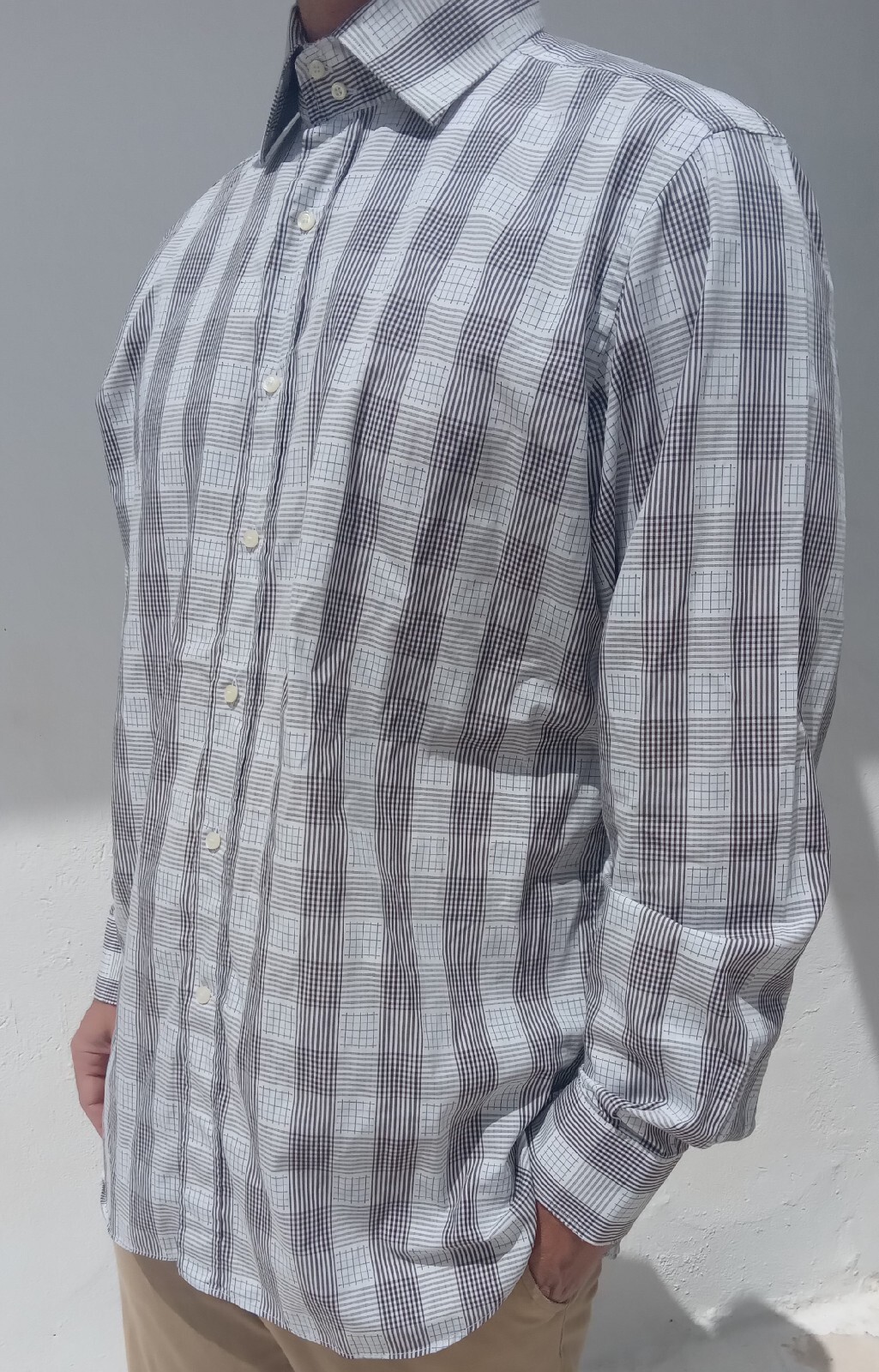 ETRO Men's Grey & White Shirt Size 43 UK Beach chique Vintage RRP £250.00 image 4