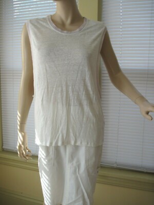 IRO Designer Hayden Tank Top White pink trim Linen Oversized Size XS excellent
