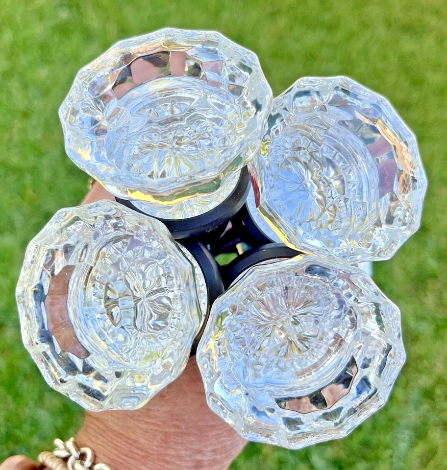 Juego de perillas de puerta de 12 puntos de cristal transparente de colección/4 perillas de puerta restauraciones de casa de 2" Foto 2 de 4