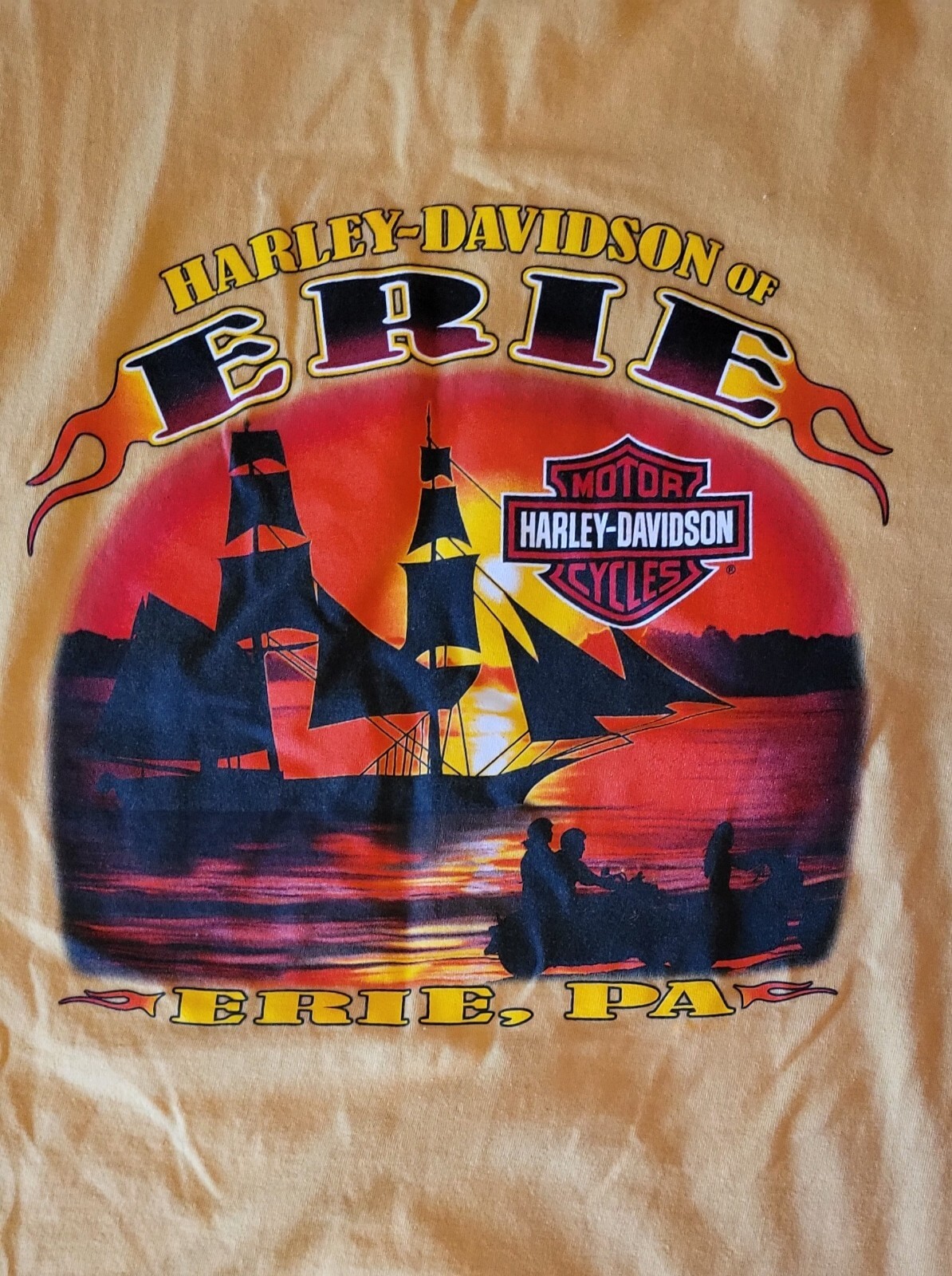 VINTAGE HARLEY DAVIDSON ERIE PENNSYLVANIA GRAPHIC T SHIRT MENS SIZE 2XL