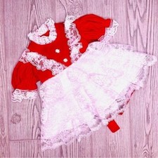 Vintage red velvet little miss lace red and white baby dress size 6 months