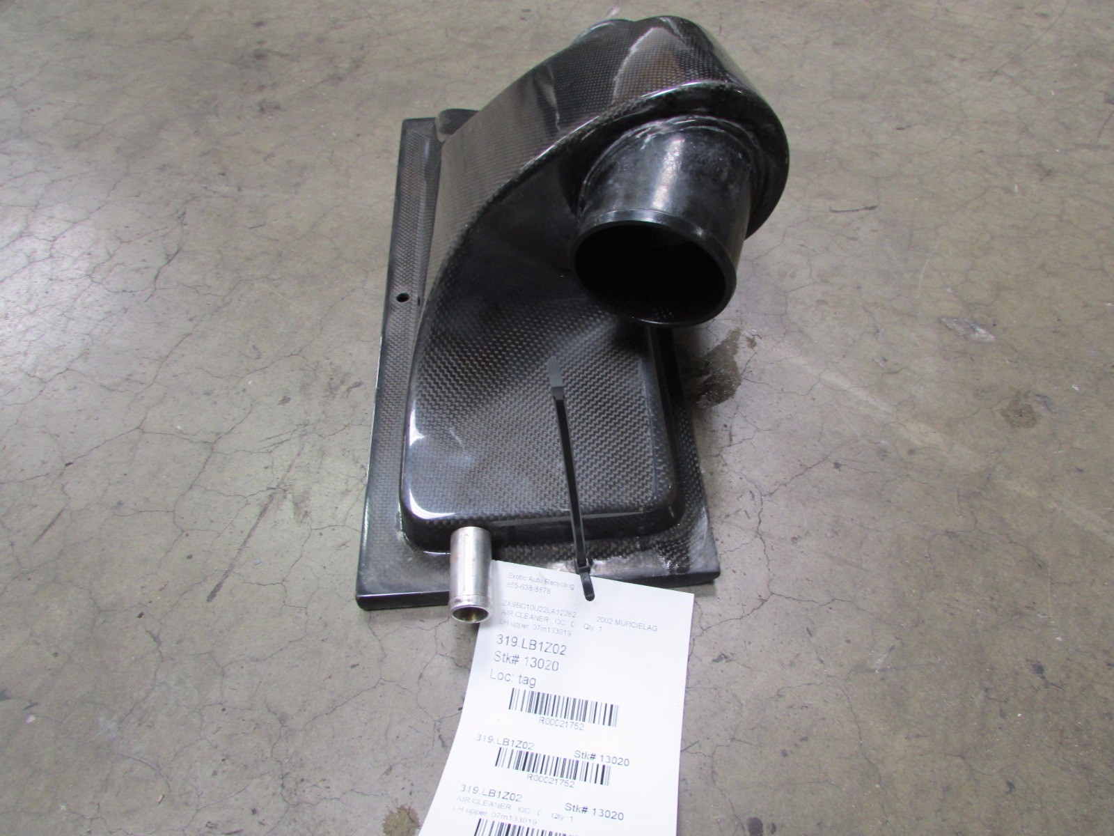 Lamborghini Murcielago, LH Carbon Fiber upper Air Filter Cover, Used, 07M133919