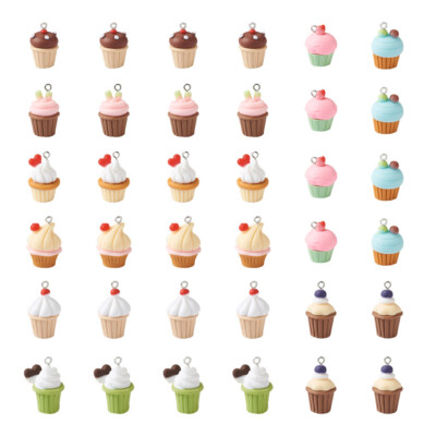 36 Stck. Niedlich Cupcake Harz Charms Süßigkeiten Lebensmittel Anhänger Ornamente Zum Selbermachen Handwerk