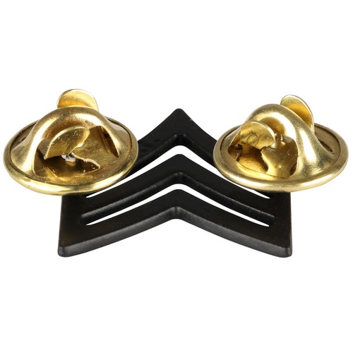 Army Sergeant SGT E5 Subdued Black Metal Rank Pin On Pair - Bild 4 von 7