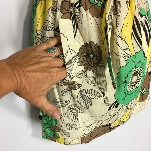 Minifalda floral lirio blanca con cinturón talla S verde marrón flor para mujer Jr Foto 4 de 4