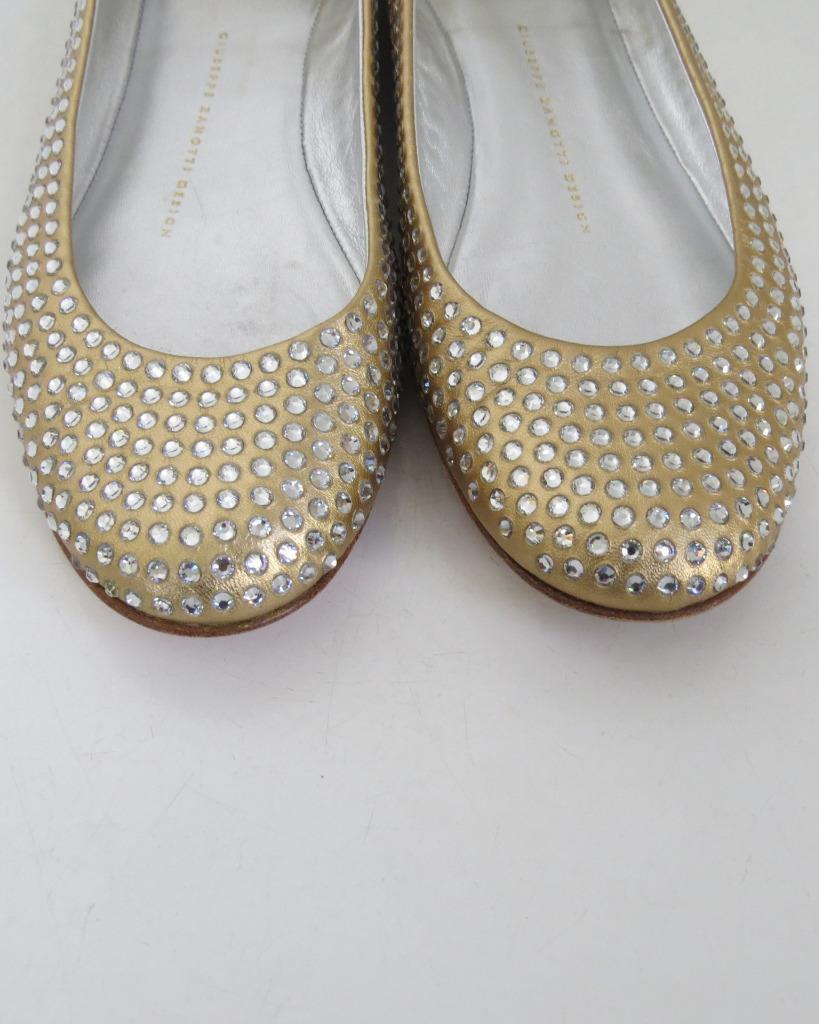 Giuseppe Zanotti Gold Pelle Crystals/Ballet Flats w/ Crystals/Ballet Pelle Slippers/Shoes Sz 8 403002 Giuseppe Zanotti Gold Pelle Crystals/Ballet Flats w/ Crystals/Ballet Pelle Slippers/Shoes Sz 8 403002