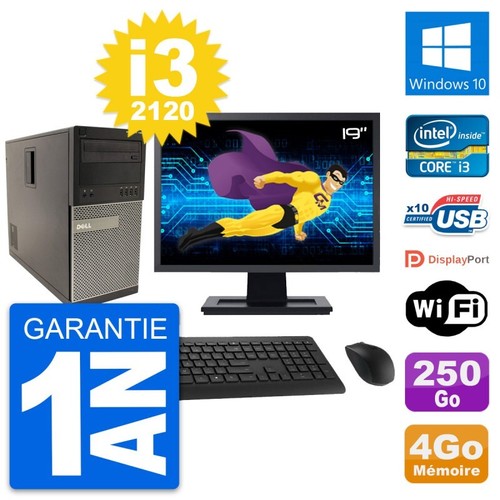 PC Tour Dell T1650 Ecran 22 Intel Core i3-3220 RAM 16Go SSD 2To Windows 10 Wifi