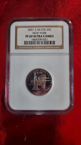 2001-S 25c Silver Statehood Quarter New York NGC PF 69 Ultra Cameo #1864700-021