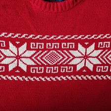 Chaps Mens XXL Red Cotton Blend Snowflake Winter Pullover Crew Neck Sweater