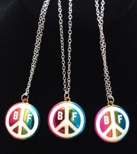 Best Friends Necklaces Set of 3 Rainbow Peace Sign Pendant New Girl's