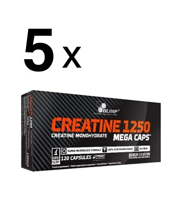5 x Kreatin | Olimp CREATINE Mega Caps 1250 Kreatin Monohydrat 120 Kapseln - Bild 1 von 2