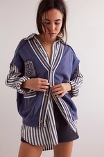 Free People We The Free Ivy Vest Top Sweatshirt Embroidered Ribbed L New 277723
