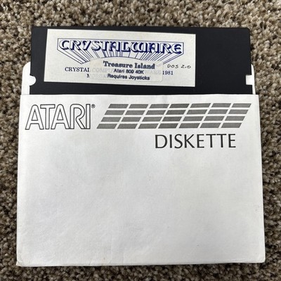 Atari 800 Computer Crystalware Treasure Island Game Floppy Disk Tested